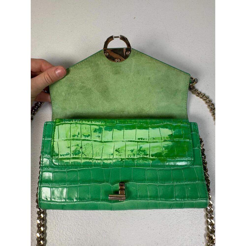 Sandro Green Croc YZA Bag with Peeling Leather and Stains - Picture 7 of 9